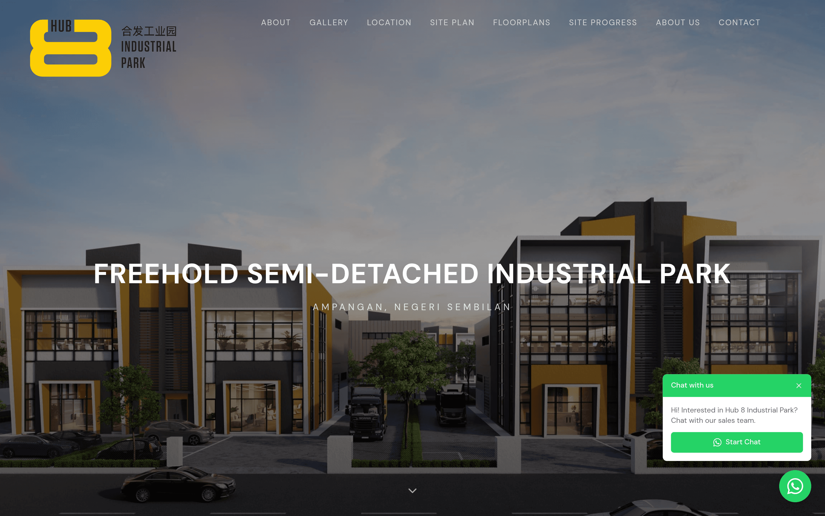 HUB8 Industrial Park website preview